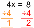 4x=8