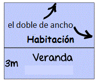 Veranda de la habitación el doble de larga que el ancho