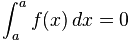 definite integral a to a = 0