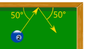 la pelota rebota a 50 grados