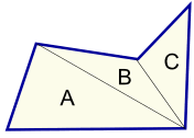 área de 3 triángulos