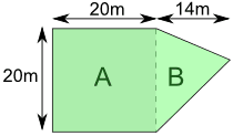 área de una zona verde A y B