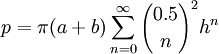 elipse perímetro aprox pi (a + b) sigma n = 0 a infinito de (0.5 elige n) ^ 2 h ^ n
