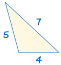 triángulo 5,7,4