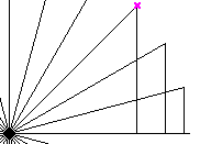 triángulos a partir de cada línea a 15 grados