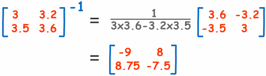 matriz inversa 2x2 camión