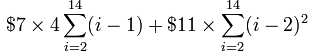 7*Sigma 4(i-1) + 11*Sigma (i-2)^2