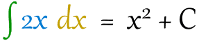 integral de 2x dx = x^2 + C