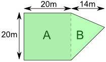 área del jardín en partes