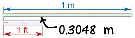 regla 1ft 0.3048m